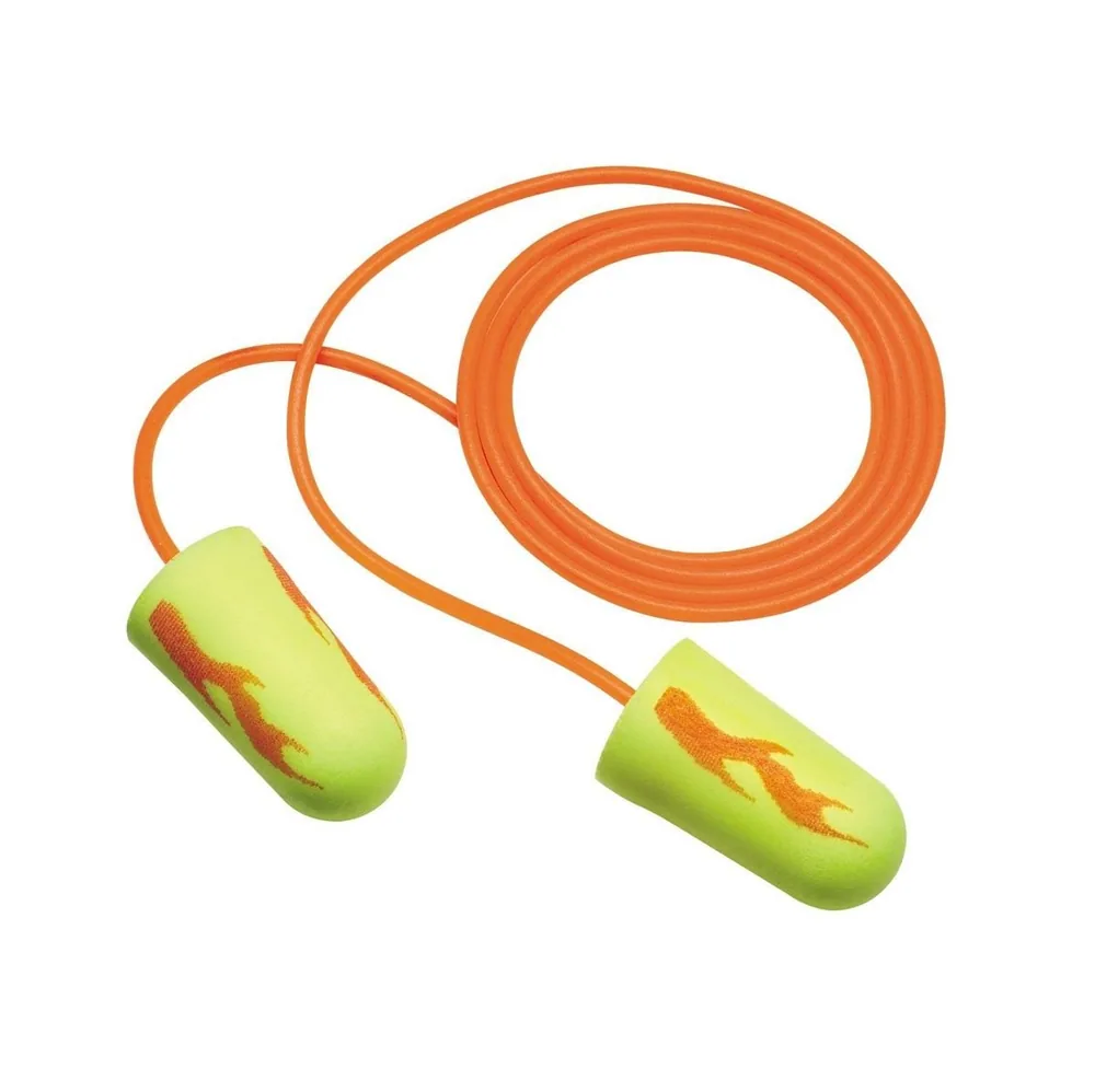 Tapones Auditivos 3M™ E-A-Rsoft™ Yellow Neon Blasts™ 311-1252, Con Cordón, Bolsa de Polietileno, Tamaño Regular