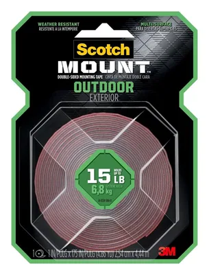 Scotch-Mount™ Outdoor Double-Sided Mounting Tape 411H-MED, 1 in x 175 in (2.54 cm x 4.44 m)