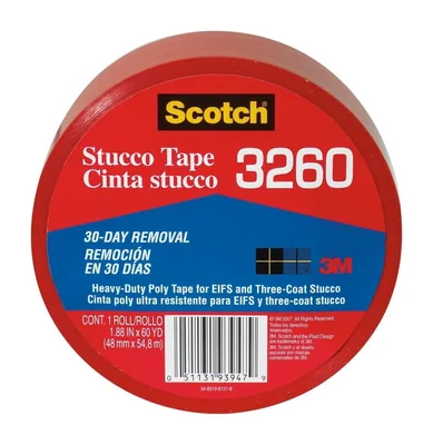 Scotch® Stucco Tape 3260-A, 1.88 in x 60 yd (48 mm x 54.8 m)