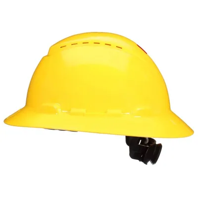 Casco de Ala Completa 3M™ Secure Fit™ H-802SFV-UV, Amarillo, Ventilado, Suspensión de Trinquete de Difusión de Presión de 4 Puntos, con UVicator