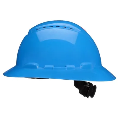 Casco 3M™ Secure Fit™ ala completa H-803SFV-UV, Azul, Ventilado, Suspensión trinquete de difusión de presión de 4 puntos, con UVicator