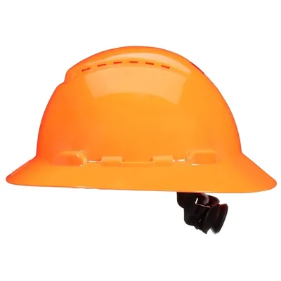 Casco 3M™ Secure Fit™ ala completa H-807SFV-UV, Naranja de alta visibilidad, Suspensión trinquete de difusión de presión de 4 puntos, Ventilado con UVicator