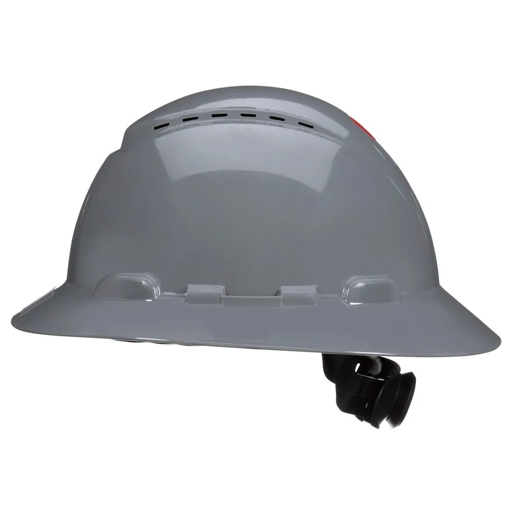 Casco 3M™ Secure Fit™ ala completa H-808SFV-UV, Gris, Ventilado, Suspensión trinquete de difusión de presión de 4 puntos con UVicator