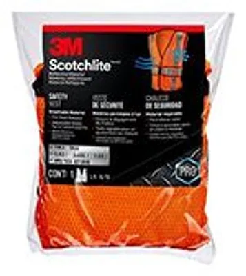 Chaleco de Seguridad de Construcción Reflectante 3M™ con Desgarre de 5 Puntos, Clase 2, Naranja Neón, 94625-80030-PS, 5/caja