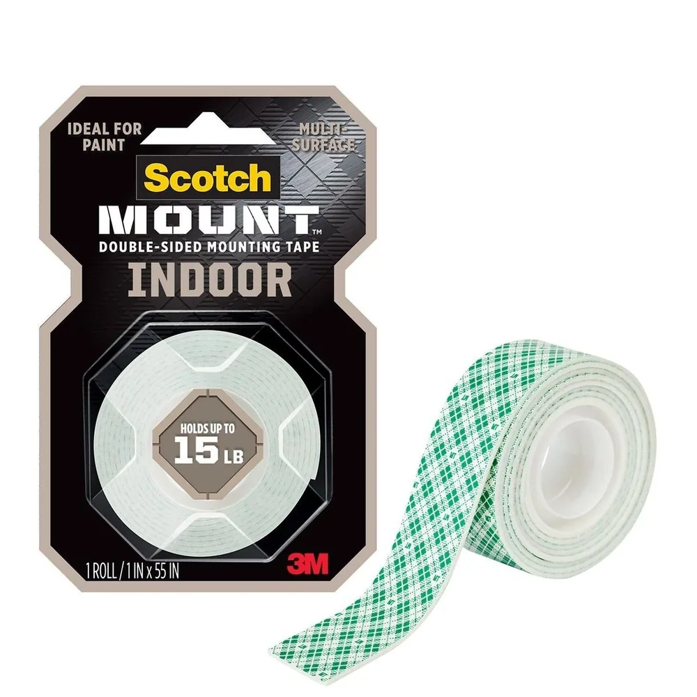 Cinta de Montaje Doble Cara Scotch-Mount™ Interior 214H, 1 in x 55 in (2,54 cm x 1,39 m)