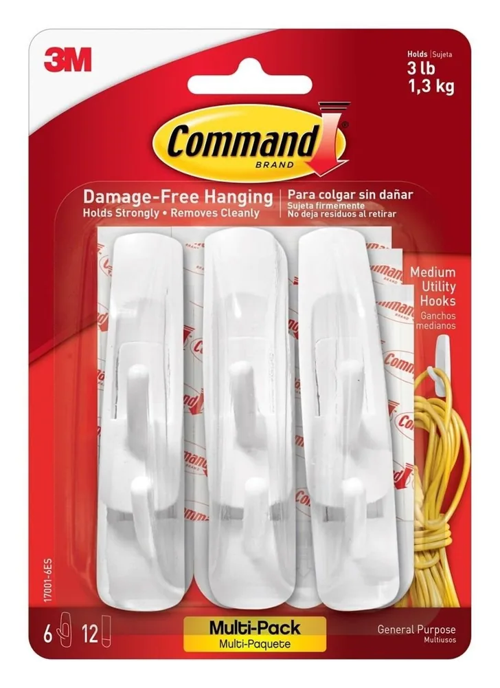 Paquete de Valor Gancho Mediano Multiusos Command™ 17001-6ES