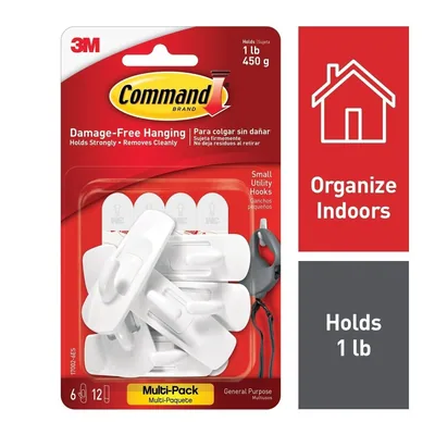 Command™ Small Utility Hook Value Pack 17002-6ES, 12 Assortment