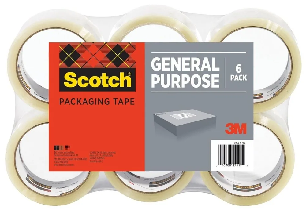 Cinta de Sellado de Empaque Scotch® 3350L-6, 1.88 in x 109 yd (48 mm x 100 m) Paquete de 6