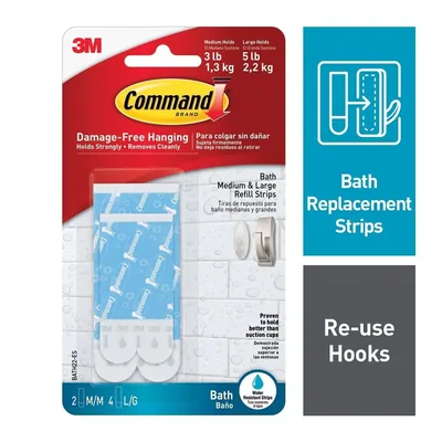 Command™ Water-Resistant Refill Strips-Assorted BATH22-ES