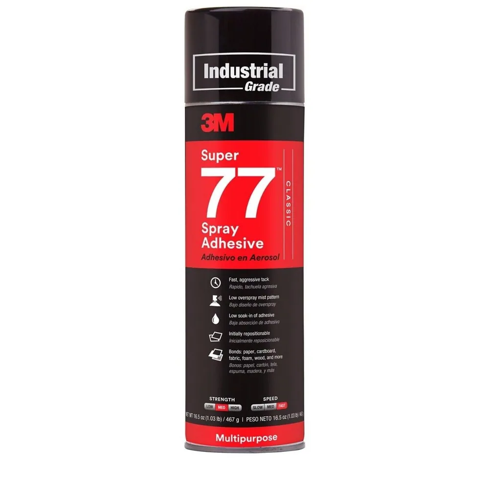 Adhesivo en Aerosol Clásico 3M™ Super 77™, Transparente, Lata de 24 fl oz (Peso Neto 16.5 oz), No está a la venta en CA y otros estados