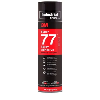 Adhesivo en Aerosol Clásico 3M™ Super 77™, Transparente, Lata de 24 fl oz (Peso Neto 16.5 oz), No está a la venta en CA y otros estados