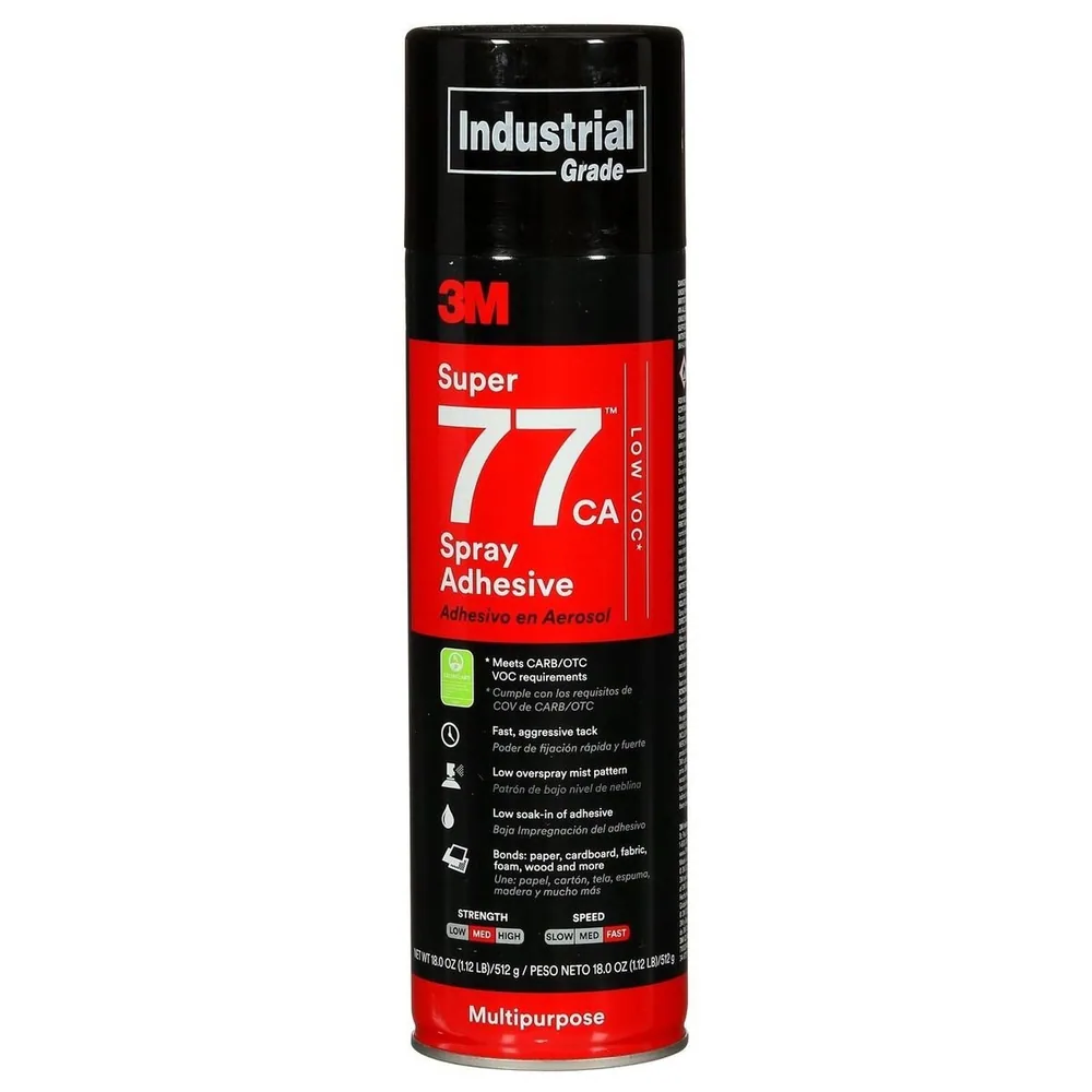 Adhesivo en Aerosol Multiusos 3M™ Super 77™ CA, Bajo VOC <25%, Transparente, 24 fl oz (Peso Neto 18.0 oz)