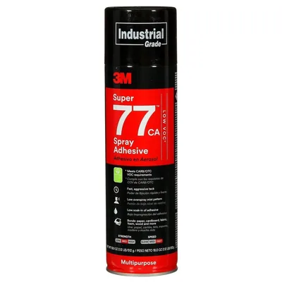 Adhesivo en Aerosol Multiusos 3M™ Super 77™ CA, Bajo VOC <25%, Transparente, 24 fl oz (Peso Neto 18.0 oz)