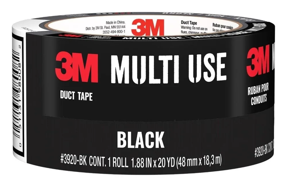 3M™ Cinta Ducto Negra 3920-BK, 1.88 in x 20 yd (48 mm x 18,2 m)