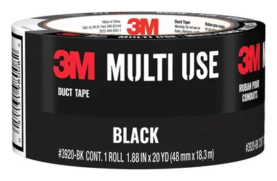 3M™ Cinta Ducto Negra 3920-BK, 1.88 in x 20 yd (48 mm x 18,2 m)