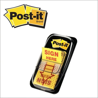 Post-it® Sign Here Flags 680-SH12, 1 in. x 1.7 in. (25.4 mm x 43.2 mm) 100 TTL