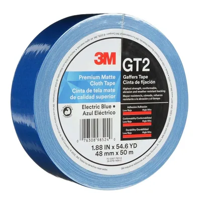 Cinta de Tela Mate Premium (Gaffer) 3M™ GT2, Azul Eléctrico, 48 mm x 50 m, 11 mil