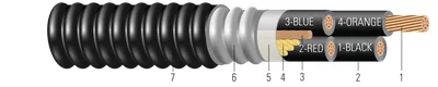CU 600/1000V Aislamiento XLPE Armadura ARMOR-X® Cubierta de PVC XHHW-2. Clasificado para Charola (CT) - Resistente a la Luz Solar - Para Enterramiento Directo - Libre de silicona