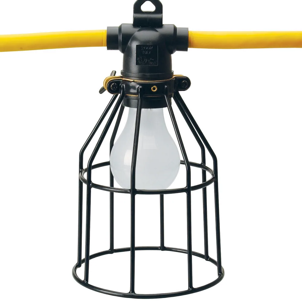 LÁMPARA DE CADENA TIPO STRING 12/3 100' STW CON JAULA METÁLICA