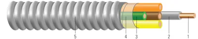 Armorlite® Tipo MC THHN/THWN conductor de cobre calibre de circuito colores 277/480V