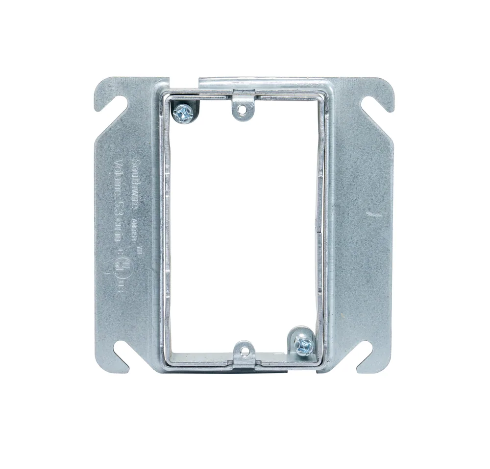 Aro Ajustable de Dispositivo de Una Toma para Caja Cuadrada de 4" - Elevado 5/8" a 1-1/4"