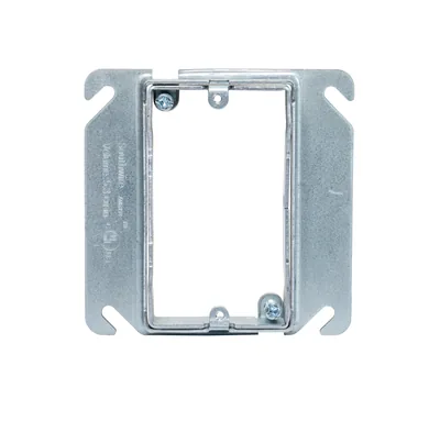4" Square One Gang Adjustable Device Ring - Raised 5/8" To 1-1/4"