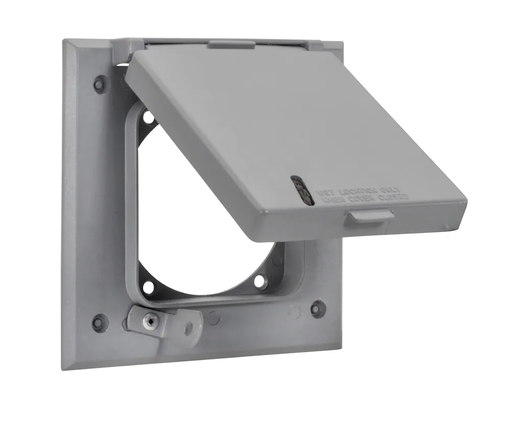 TAPA RESISTENTE A LA INTEMPERIE PARA 2 TOMACORRIENTES 20A-50A, DIÁMETRO 2.640"