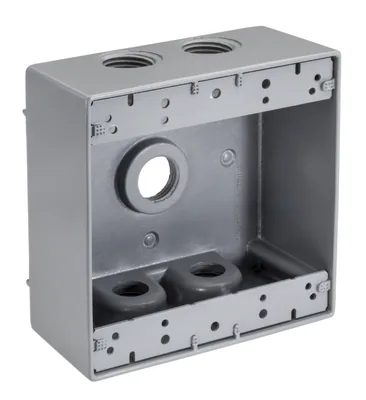 3/4" 5-HOLE 2-GANG WEATHERPROOF BOX GRY