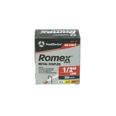 GRAPA, METÁLICA, PARA CABLE NO METÁLICO ROMEX, 1/2", 250 PZS/1 EA