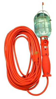 LÁMPARA DE TRABAJO 16/3 50' SJTW NARANJA 75W - CON TOMA Y PROTECTOR METÁLICO