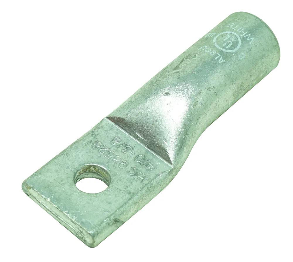 COMPRESSION LUG, SHORT BARRELL, 1HOLE, ALUMINUM, 4/0AWG, 3/8" STUD, 1EA