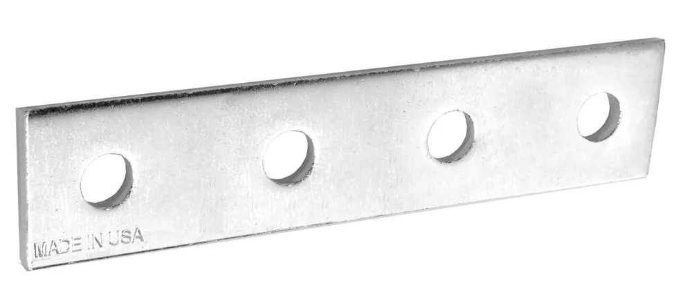 PLACA DE EMPALME 4 PERFORACIONES ESPESOR 1/4" ACERO ZINCADO, PAQUETE 25