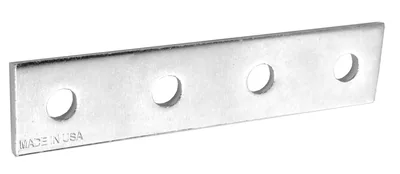 PLACA DE EMPALME 4 PERFORACIONES ESPESOR 1/4" ACERO ZINCADO, PAQUETE 25