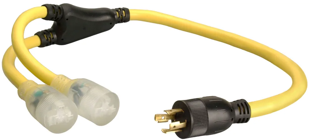10/3 STOW 3' Generator Adapter Cord, 20A Black Outdoor Twist-to-Lock NEMA L14-20P