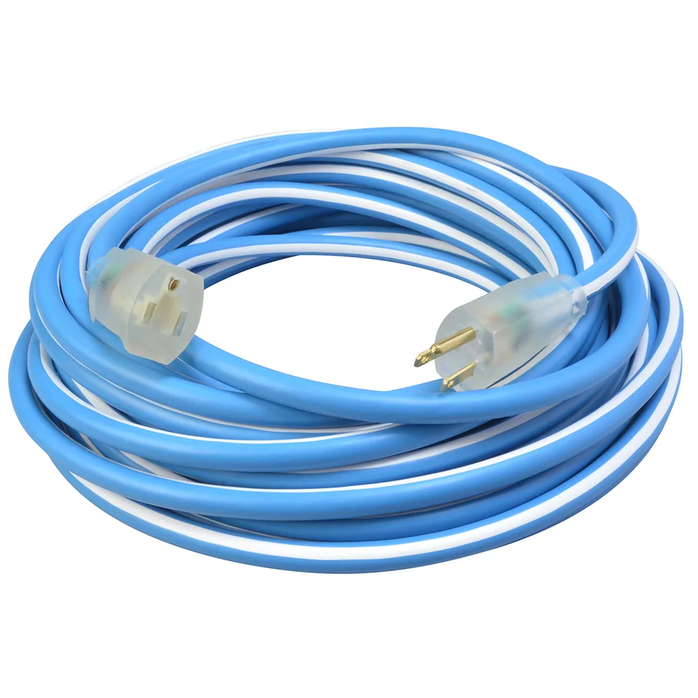 SOUTHWIRE, POLAR SOLAR SUPREME 12/3 SJEOW 25' BLUE/WHITE OUTDOOR COLDWEATHER EXTENSION CORD WITH POWER LIGHT INDICATOR