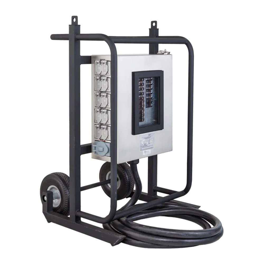 120/208V 100A 12-Circuit 2-Wheel Power Distribution Cart, 10 x 120V/20A5-20 Duplex GFCI U-Ground + 2 x 208V/30A L6-30