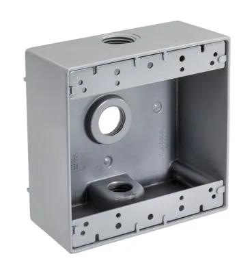 CAJA RESISTENTE A LA INTEMPERIE 3 AGUJEROS 2 GANCHOS GRIS