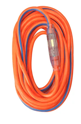 SOUTHWIRE, 12/3 SJTW 50' NARANJA/AZUL FRESCO EXTENSIÓN ELÉCTRICA PARA EXTERIOR CON INDICADOR DE LUZ DE ENERGÍA