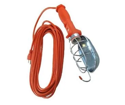 16 AWG 3 CONDUCTORES 50' SJTW NARANJA LÁMPARA DE TRABAJO 75W - CON CONTACTO Y PROTECTOR METÁLICO