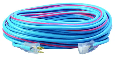 SOUTHWIRE, 12/3 SJTW 100' EXTENSIÓN ELÉCTRICA EXTERIOR AZUL/ROJO CON INDICADOR DE LUZ DE ENERGÍA