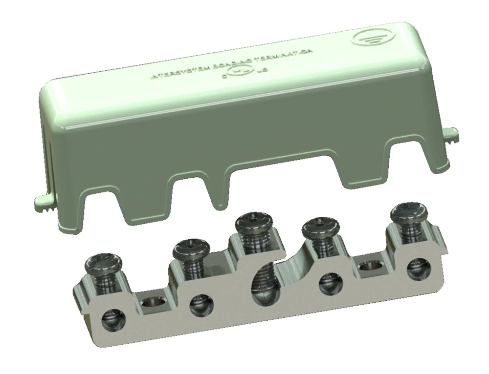 INTERSYSTEM BONDING BRIDGE, 5 POSITION, ALUMINUM, #6-#2AWG, 1EA