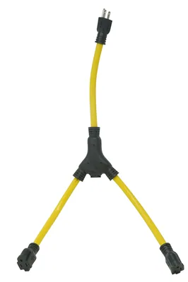 12/3 STW 2' Adaptador Generador "Y" Amarillo con Clavijas Negras