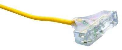 SOUTHWIRE, POLAR SOLAR 12/3 SJEOOW AMARILLO CONEXIÓN TRIPLE 25' EXTENSIÓN ELÉCTRICA EXTERIOR PARA CLIMA FRÍO CON INDICADOR DE LUZ DE ENERGÍA
