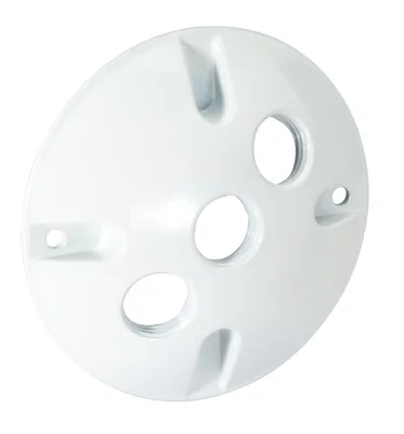 3-HOLE ROUND WEATHERPROOF CVR 1/2" WHT