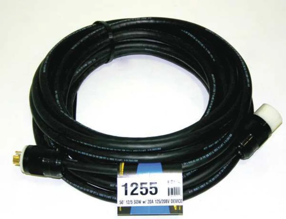 50 FT 12/5 SOOW L21-20 Extensión Twist-Lock 120/208V 20A 4P5W