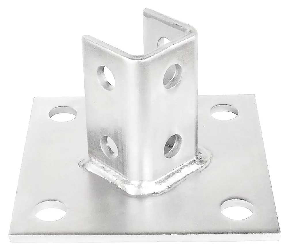 BASE PARA POSTE DE UN SOLO CANAL CON CUATRO AGUJEROS PARA ACERO TIPO STRUT DE 1-5/8", PAQUETE DE 5