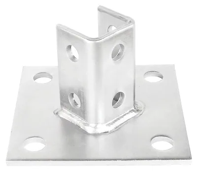 BASE PARA POSTE DE UN SOLO CANAL CON CUATRO AGUJEROS PARA ACERO TIPO STRUT DE 1-5/8", PAQUETE DE 5