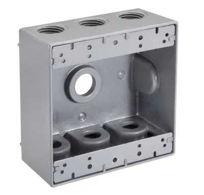 1/2" 7-HOLE 2-GANG WEATHERPROOF BOX GRY