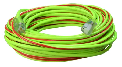 SOUTHWIRE, EXTENSIÓN ELÉCTRICA 12/3 SJTW 100' VERDE LIMA/ROJO PARA EXTERIOR CON INDICADOR DE LUZ DE PODER