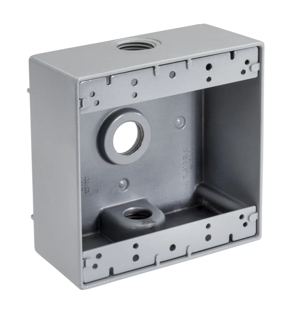 CAJA HERMÉTICA A LA INTEMPERIE DE 2 ESPACIOS 3 AGUJEROS 1/2" BLANCA